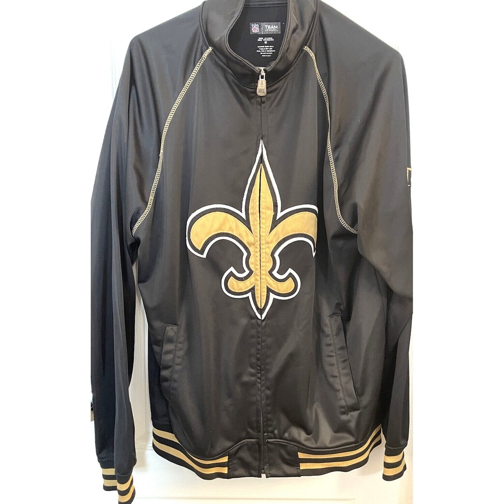Orleans Saints Black and Gold Jacket NFL Team Apparel Size Medium Tall